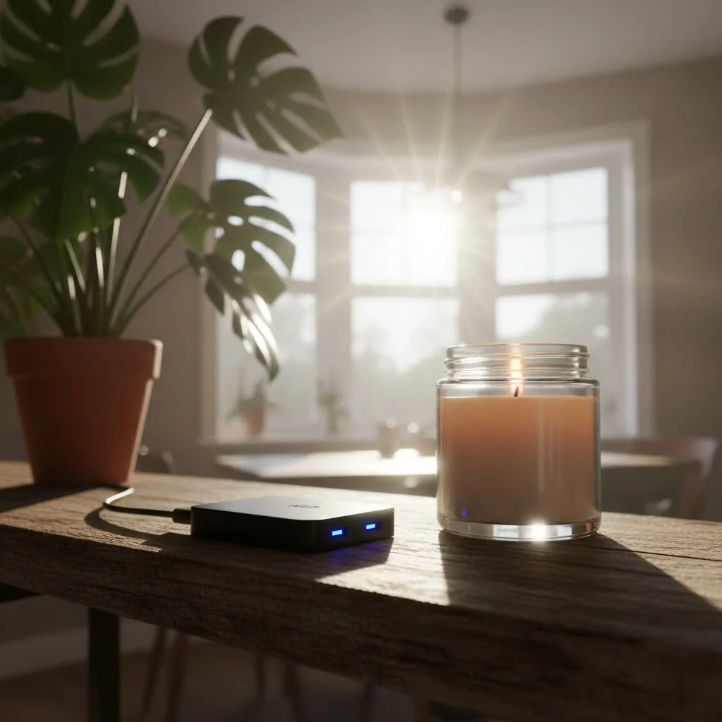 AirPods connected to a laptop via a Bluetooth dongle