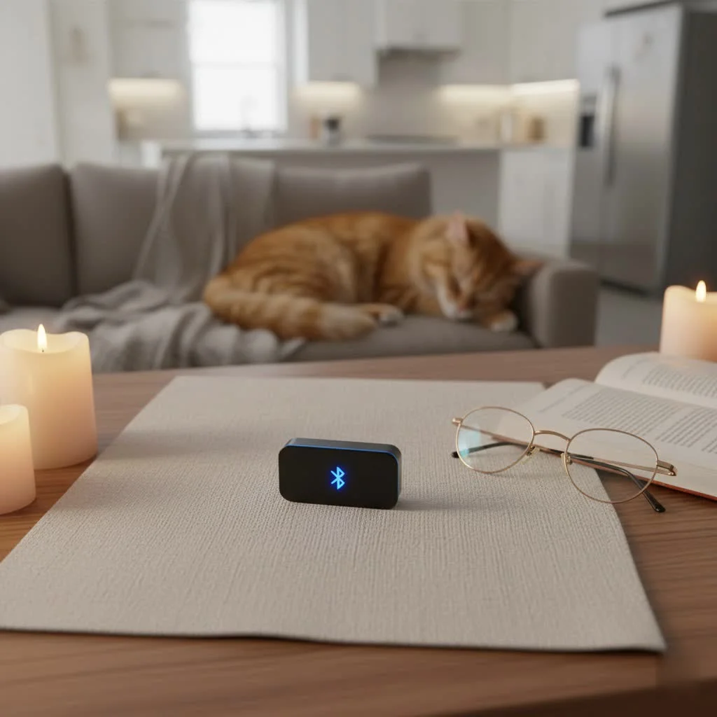 Bluetooth dongle connected to a laptop for wireless headphones