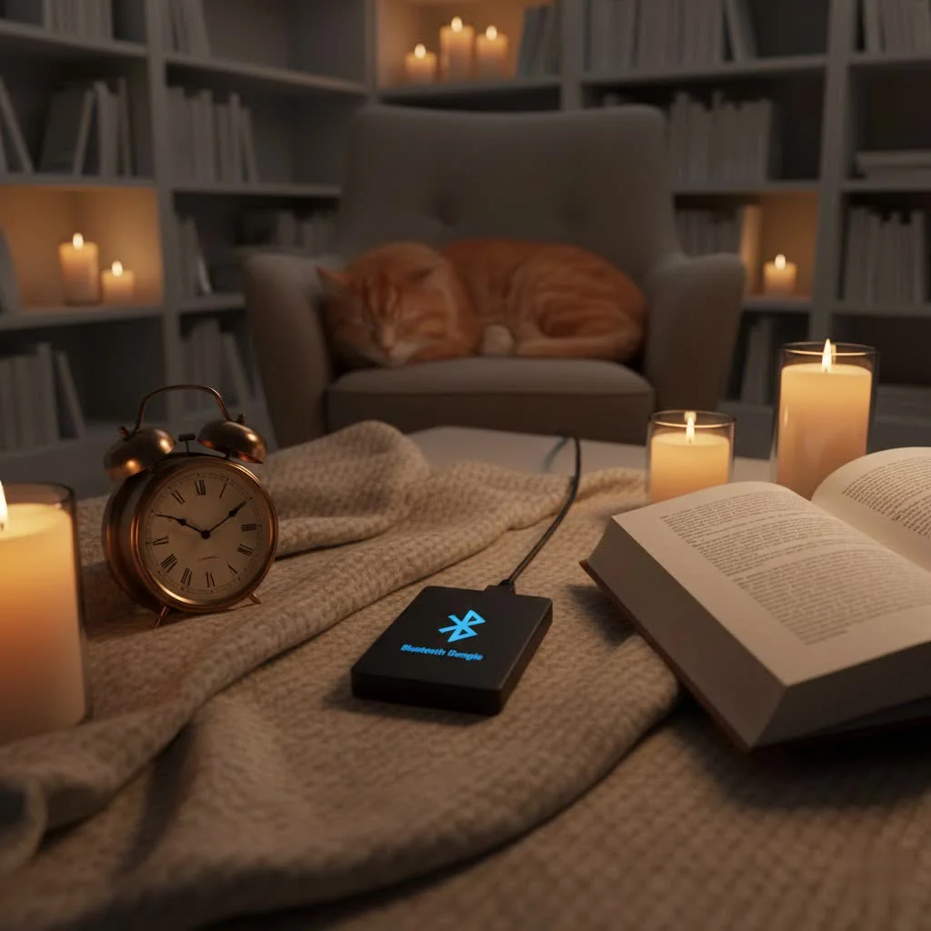 Bluetooth dongle connected to a projector for wireless audio